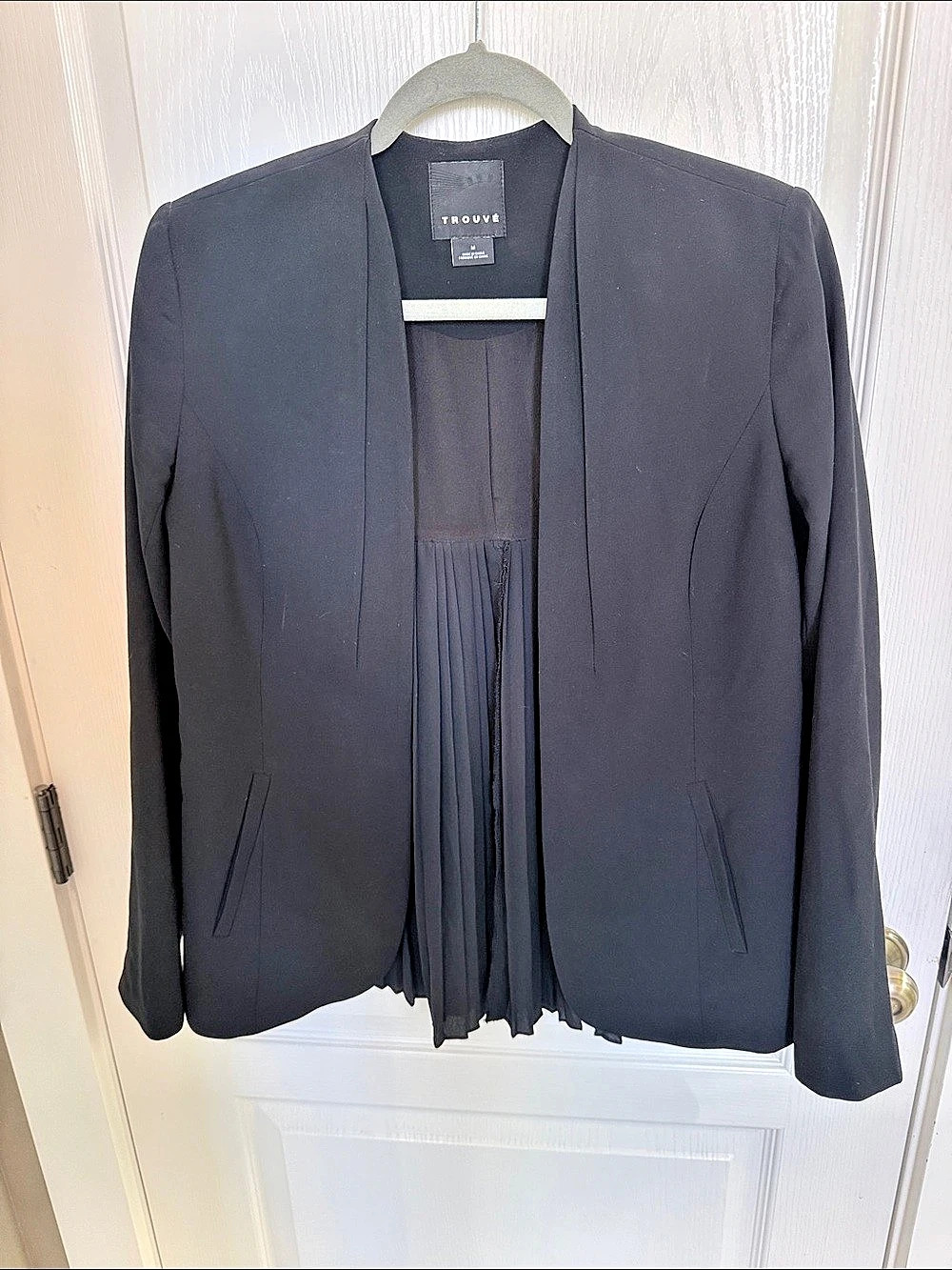 Trouvé Pleated Blazer in Black Size Medium Like New